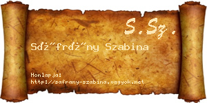 Sáfrány Szabina névjegykártya