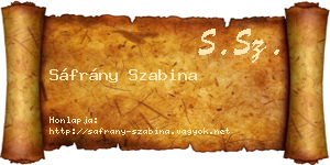 Sáfrány Szabina névjegykártya
